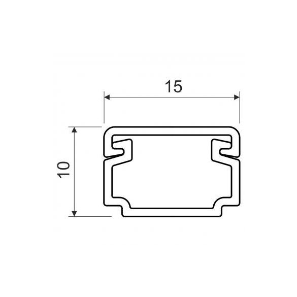 Kopos 15x10 mm  P2 öntapadós műanyag kábelcsatorna 2m-es szálakban 128m/doboz