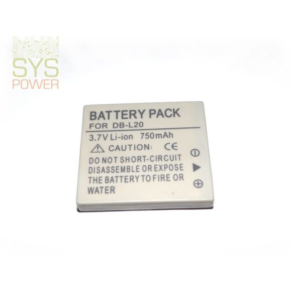 Sanyo DB-L20, 750 mah, 3,7 V akkumulátor (Utángyártott)