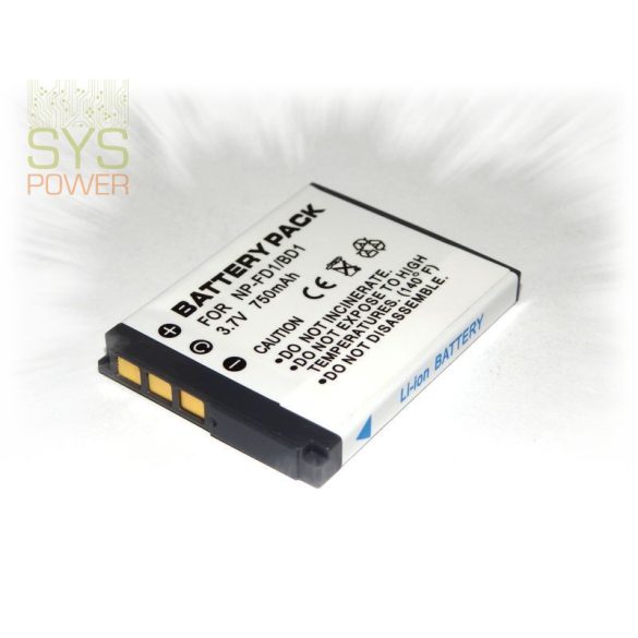 Sony NP-FD1, 750 mah, 3,7 V akkumulátor (Utángyártott)